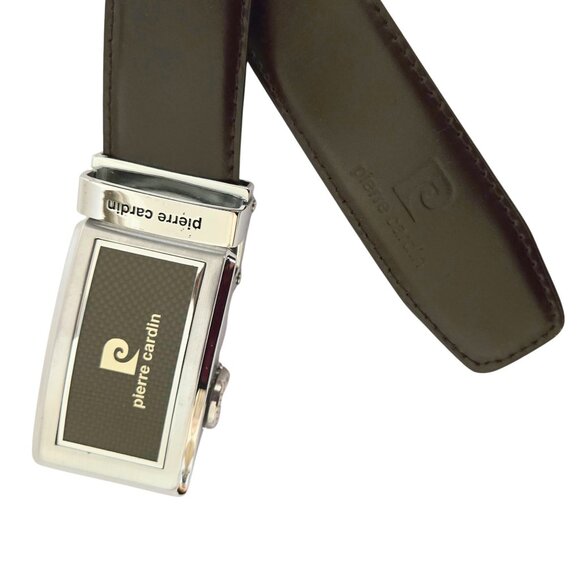 Mens Vintage PIERRE CARDIN Dress Belt Adjustable Ratchet Buckle Silver SZ 29-35" - Picture 6 of 15